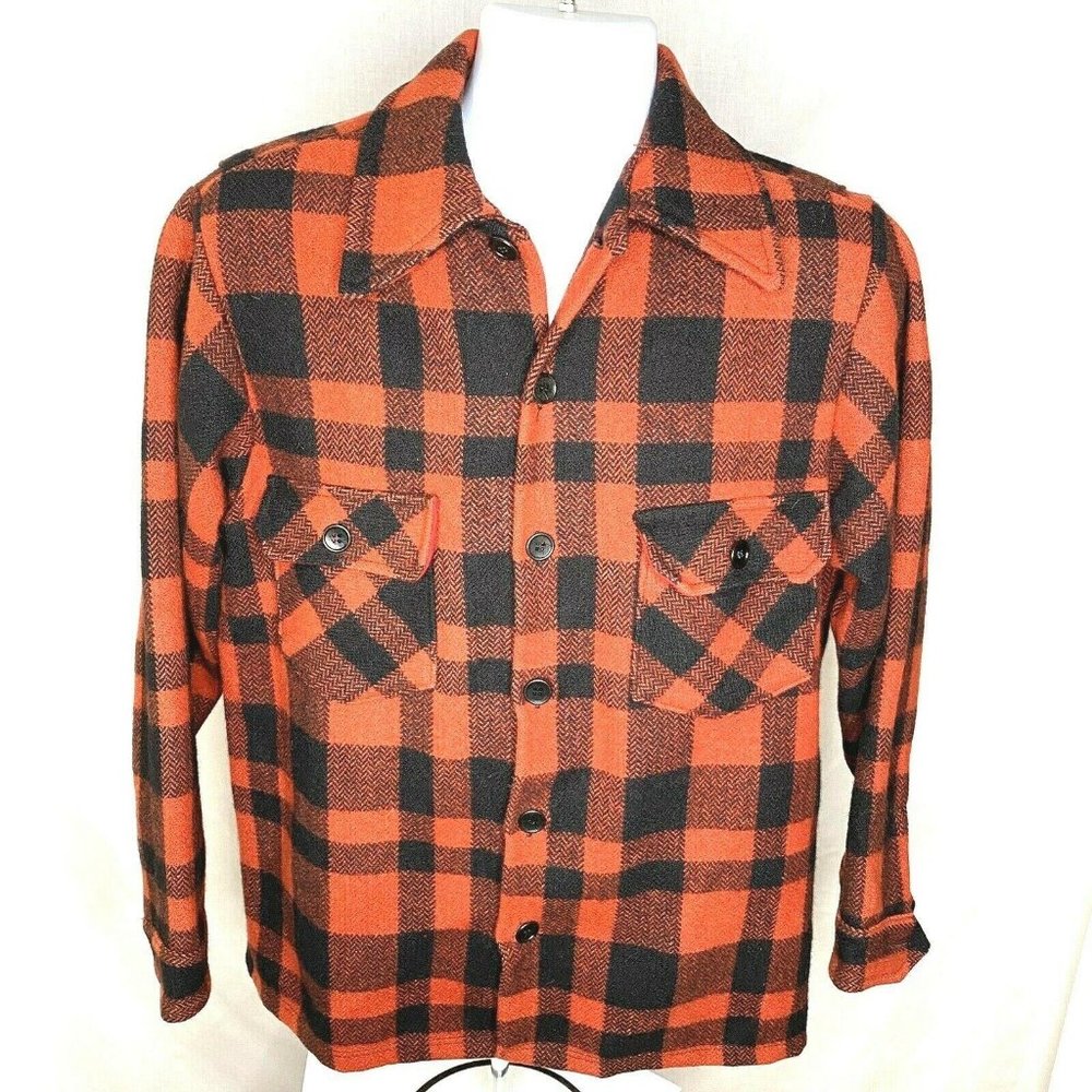 Vintage Buffalo Plaid Red Black Wool Jacket